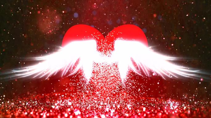 爱心翅膀红色粒子视频素材