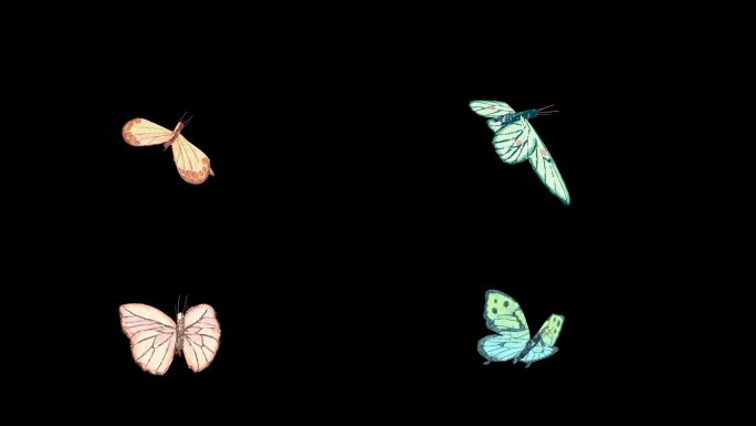 【原创】4只手绘风格的动态蝴蝶