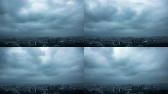 4K原创城市上空乌云密布延时摄影