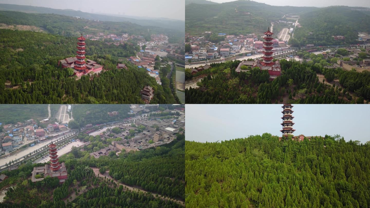 4K航拍山西阳城建筑塔城镇-1