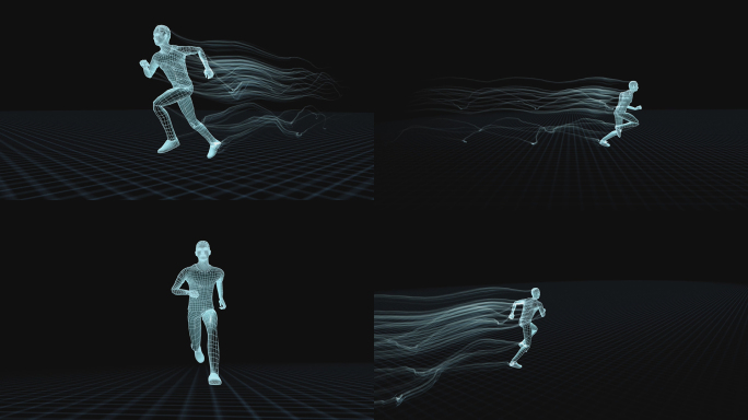 带通道科技线条人物跑步动画视频素材