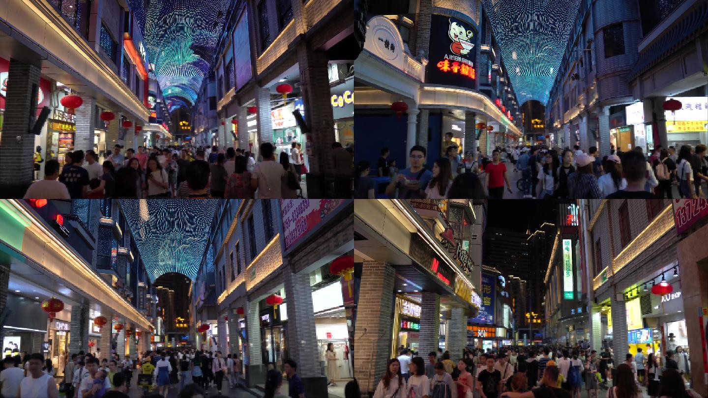深圳东门步行街夜景长镜头