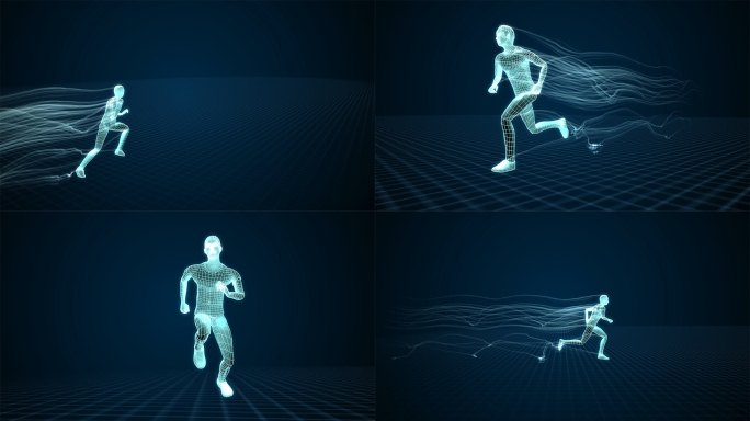 科技线条人物跑步动画AE模版