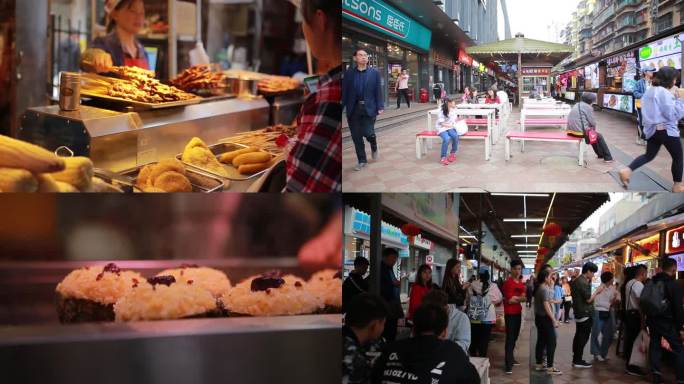 美食夜市，中国特产小吃街（经典镜头）