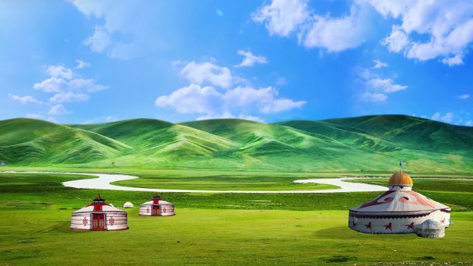 大草原蒙古包LED舞台背景