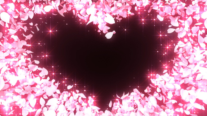 粉色唯美心形花瓣循环视频背景