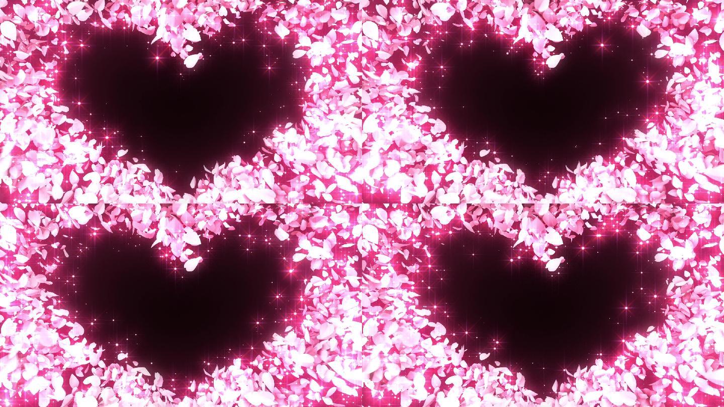 粉色唯美心形花瓣循环视频背景