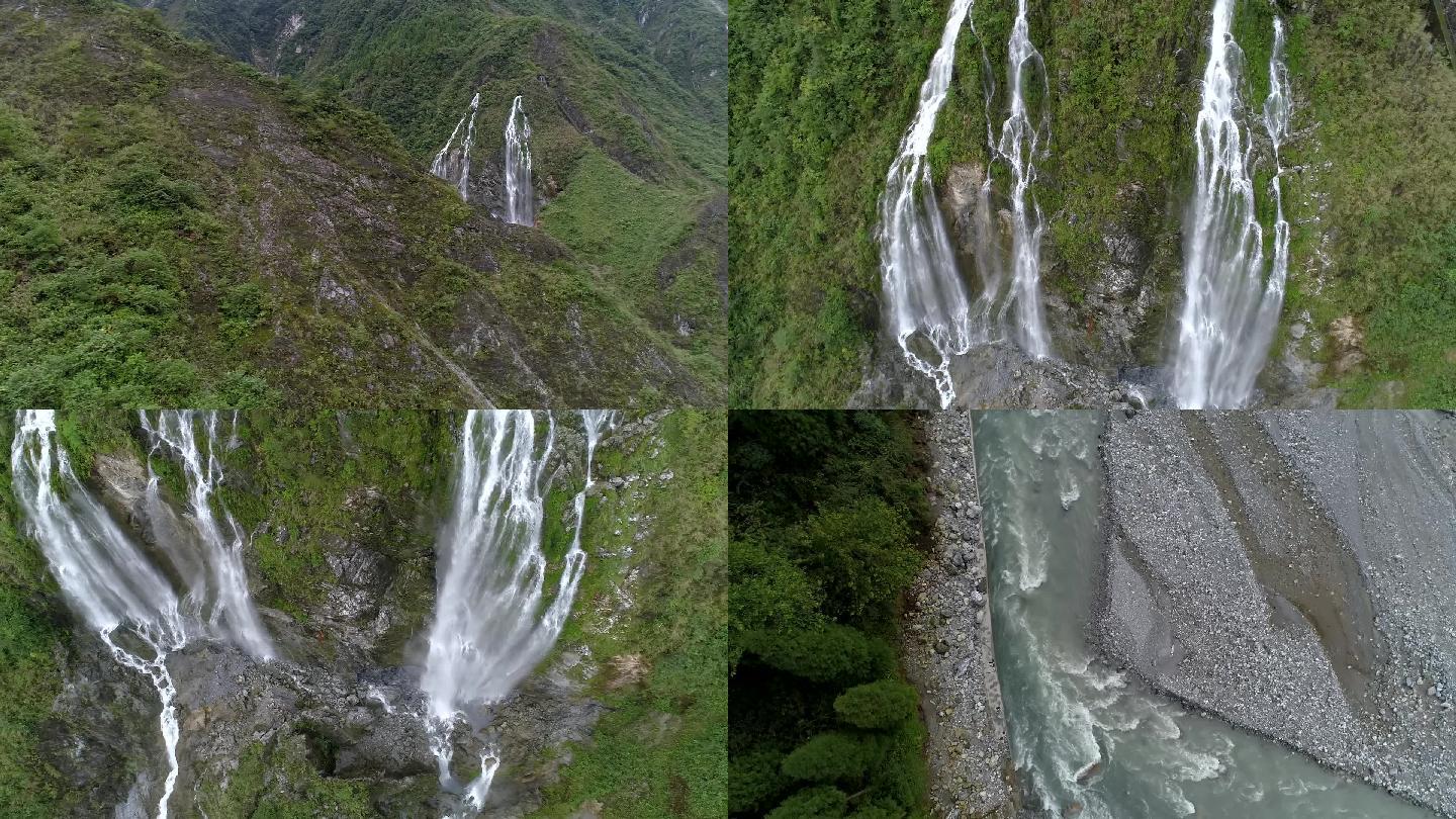 山区森林瀑布山泉水河流