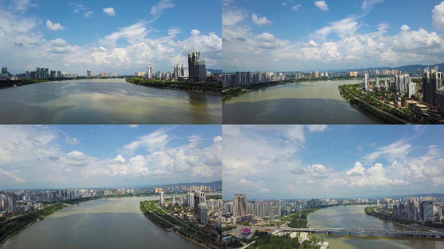 4K陕西汉中汉江城市航拍