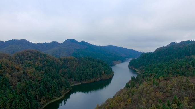 江河视频长江两岸的森林山脉
