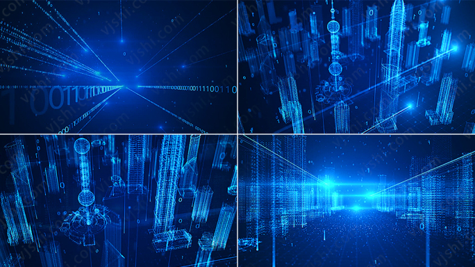 原创科技感数字城市光线穿梭AE模板