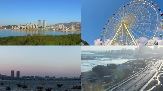 海边建筑摩天轮空镜航拍