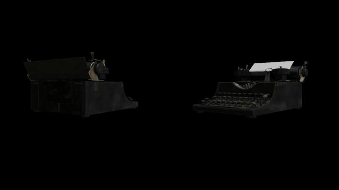 3D打字机老式打字机旋转素材