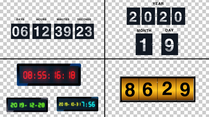 4k日历倒计时滚动数字秒表AE模板