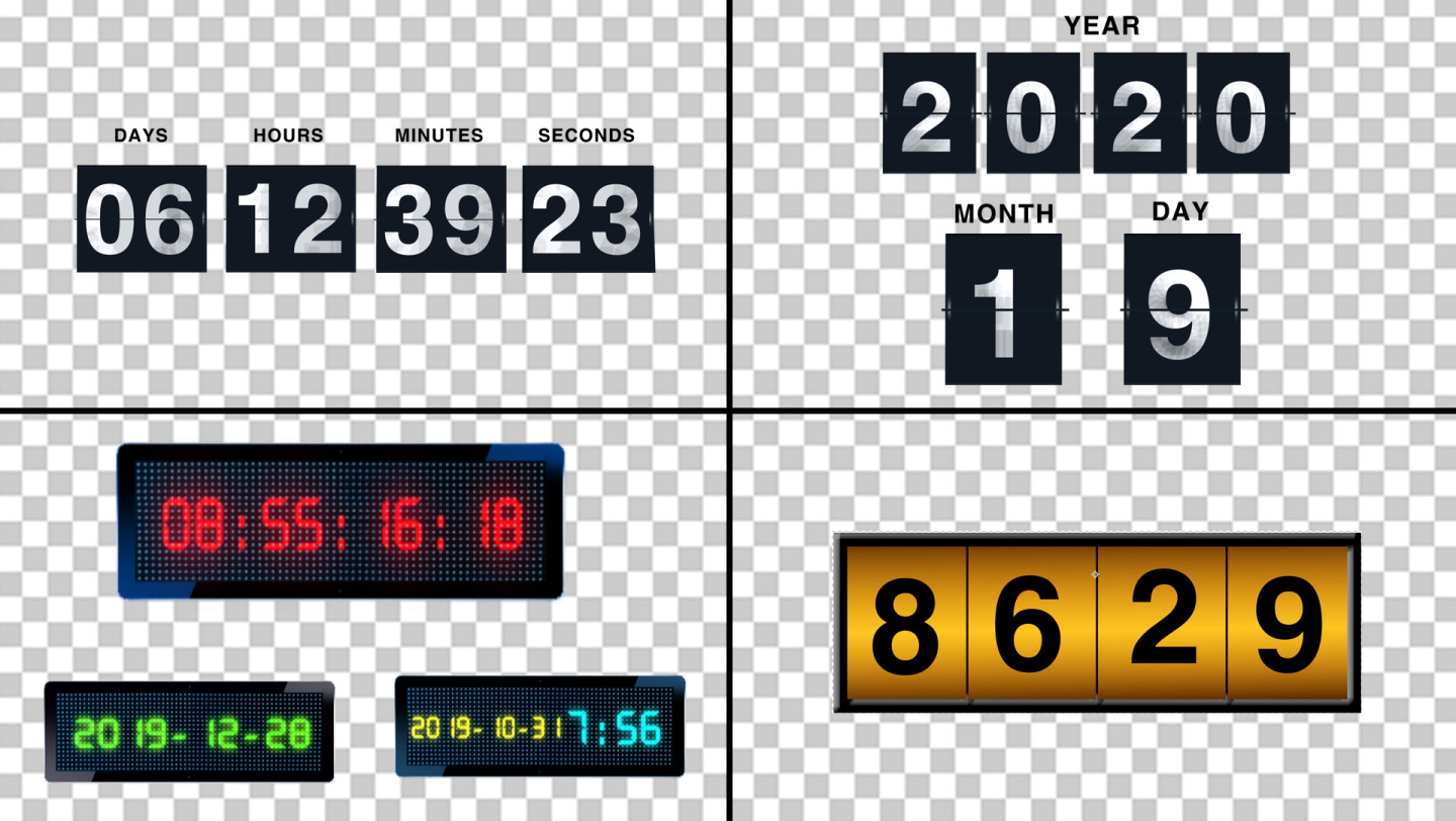 4k日历倒计时滚动数字秒表AE模板