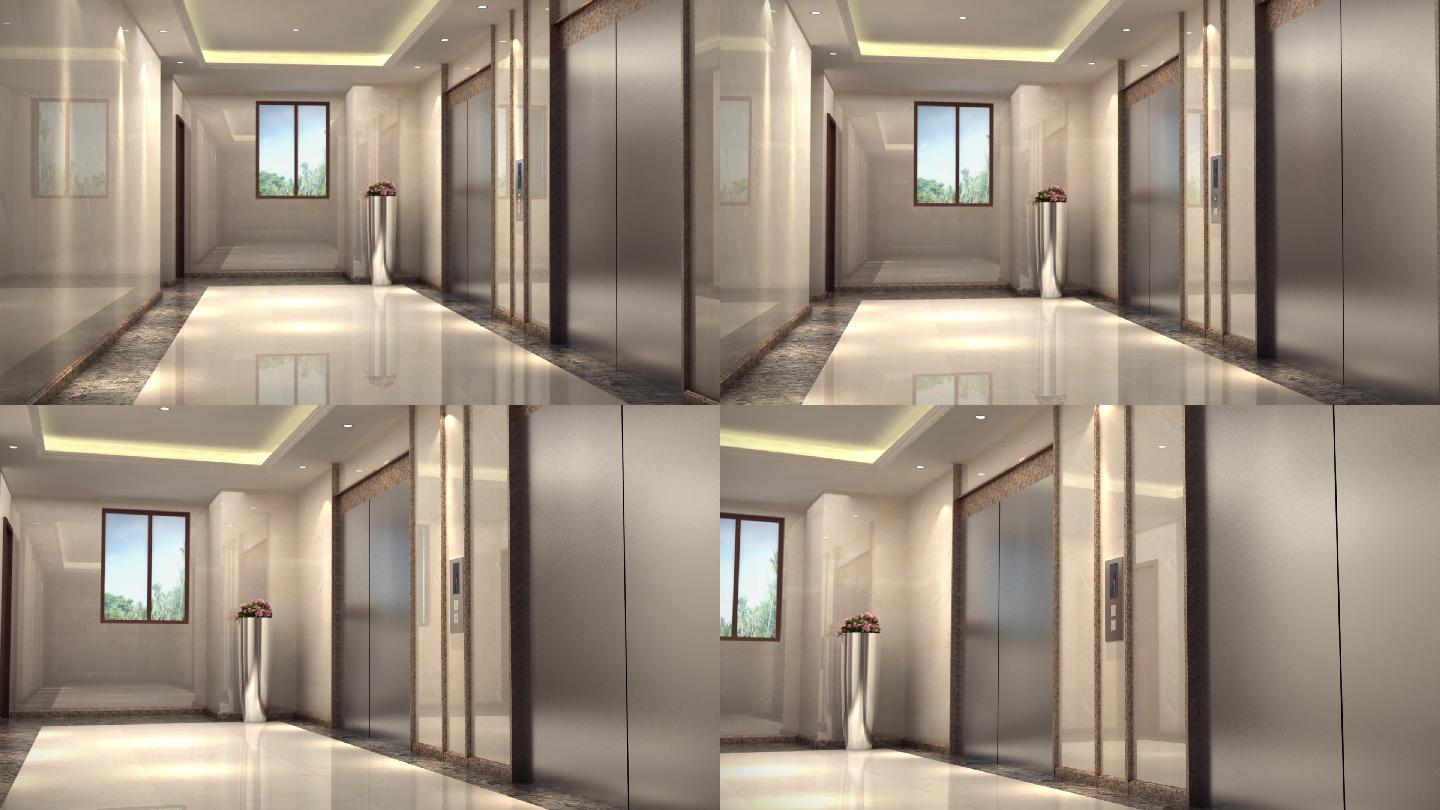 电梯楼梯道三维视频电梯过道