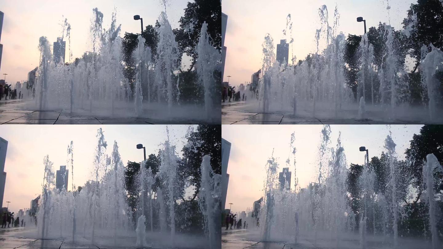 广州初夏正佳广场音乐喷泉，欢快地迎接客人