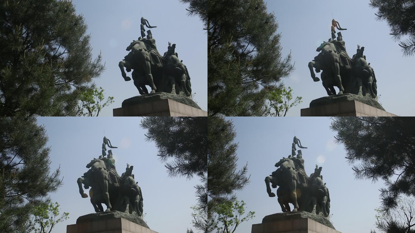 陕西省西安市张赛雕像张赛出使西域空镜