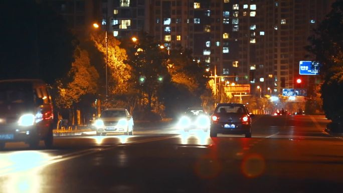 夜景车流、城市夜景