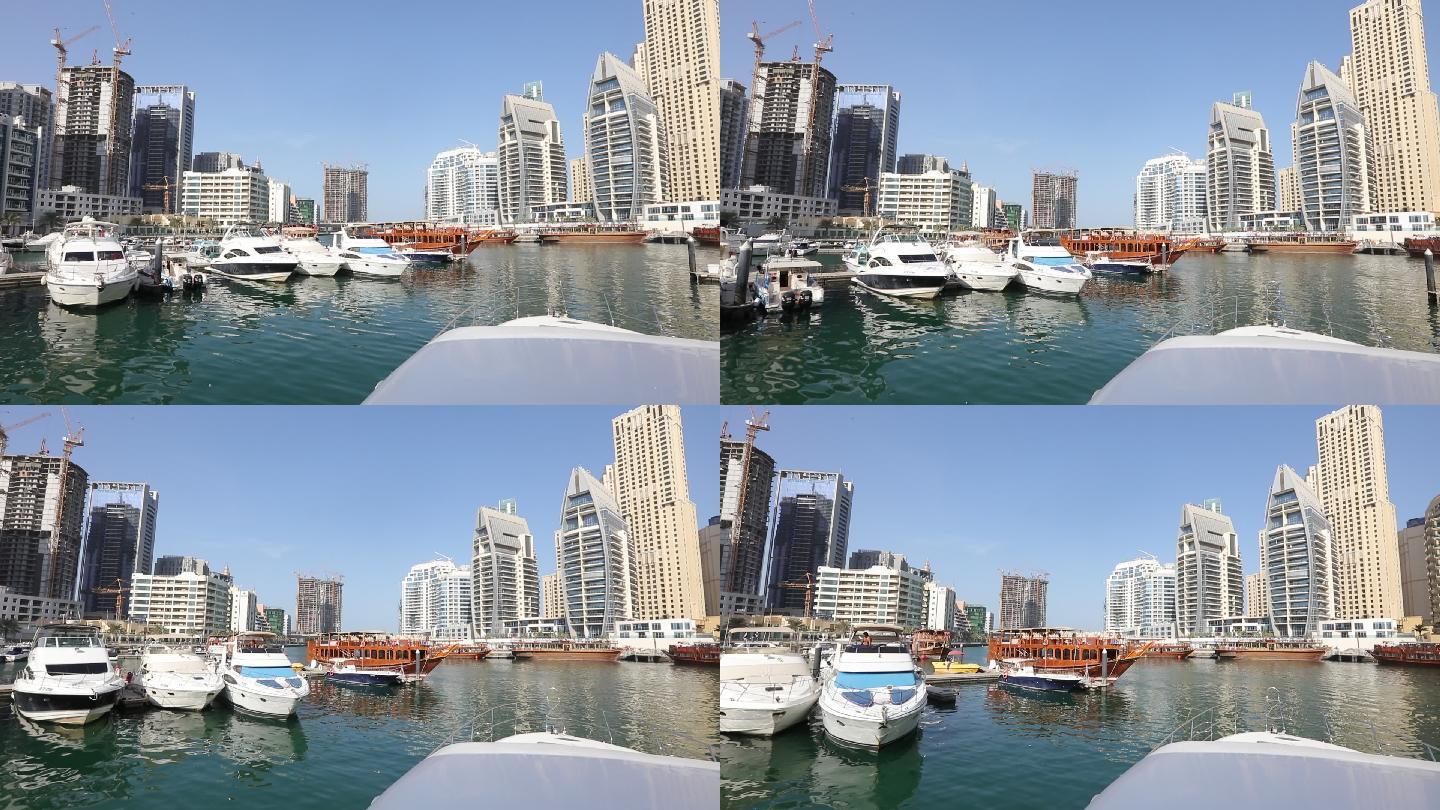迪拜视频水上游艇开船海上游艇