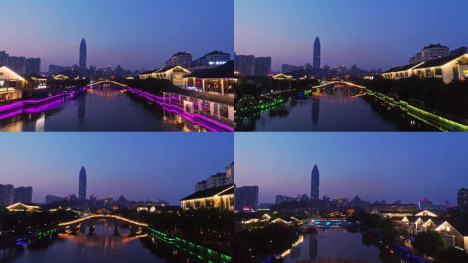 温州南塘街夜景航拍4K（内含2组素材）