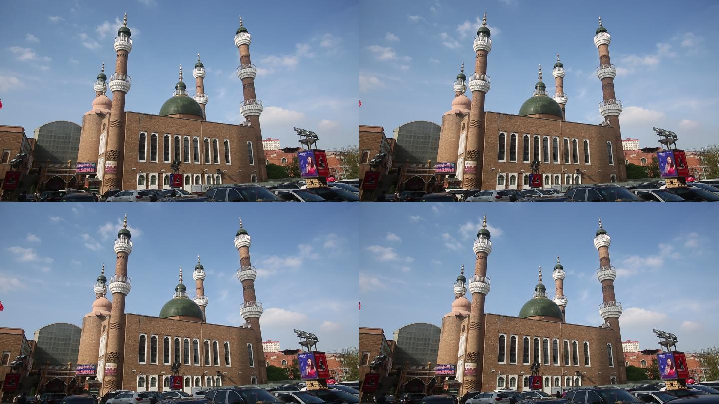 新疆乌鲁木齐国际大巴扎空镜大巴扎素材