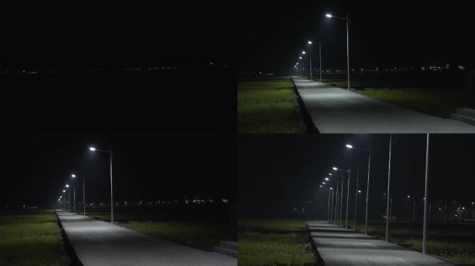 路灯熄灭路灯开启夜晚灯光马路