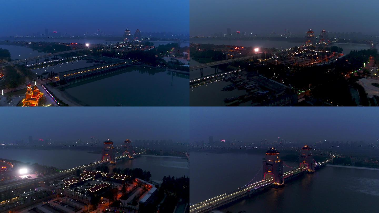 扬州万福大桥夜景航拍