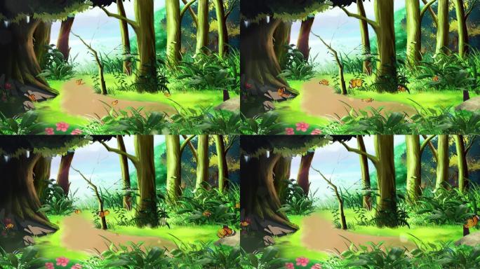 卡通森林背景视频