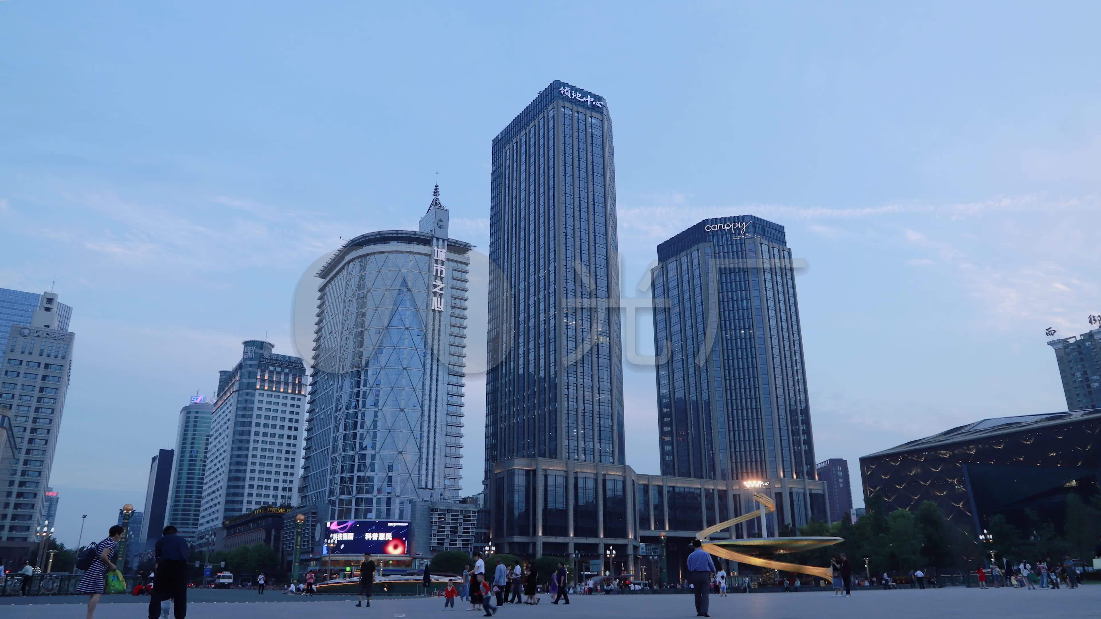 成都延时天府广场城市之心领地中心
