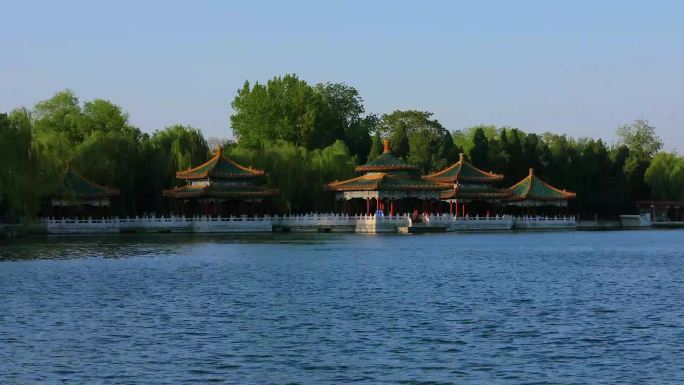 北京北海公园五龙亭光影延时摄影