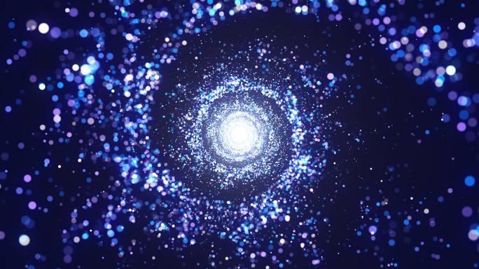 【原创】精美放射螺旋水晶蓝色粒子星空