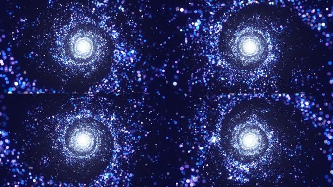 【原创】精美放射螺旋水晶蓝色粒子星空