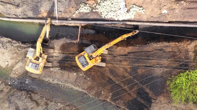 挖掘机开采工地土建施工