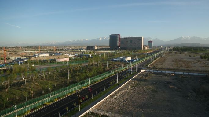 新疆霍尔果斯口岸霍尔果斯城市空镜