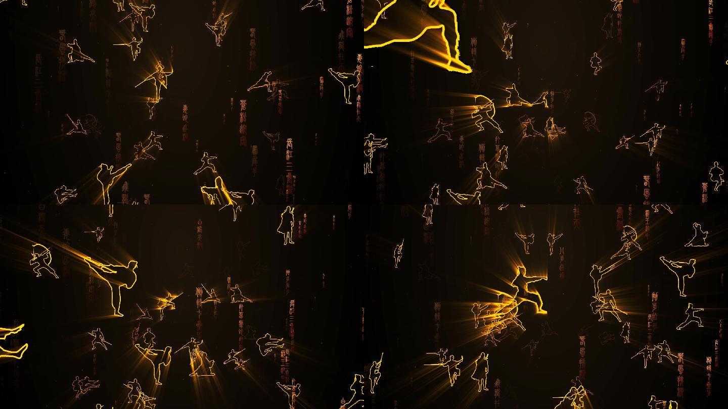 中华武术金色文字背景 19x1080 高清视频素材下载 编号 舞台背景 Vj师网www Vjshi Com