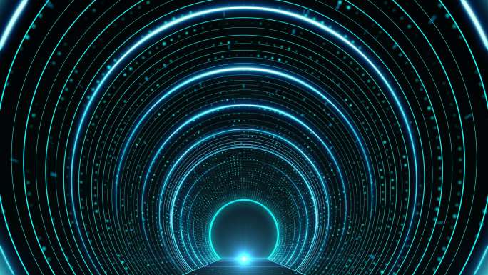 科技感圆形隧道线条背景通道粒子循环