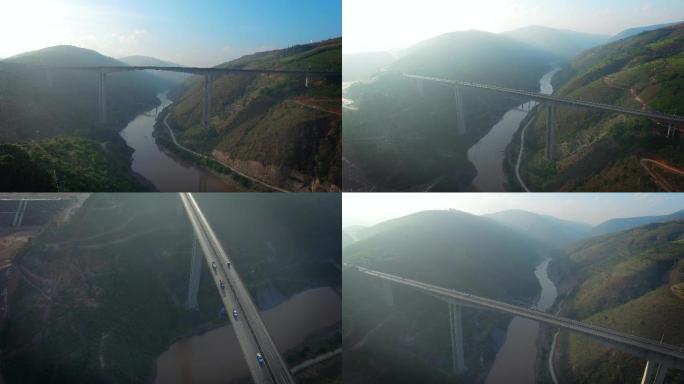 红河河谷高速公路桥梁4K航拍