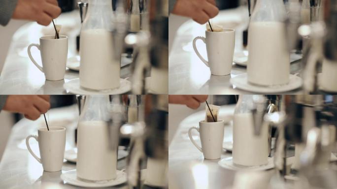 早餐或咖啡的特写镜头录影