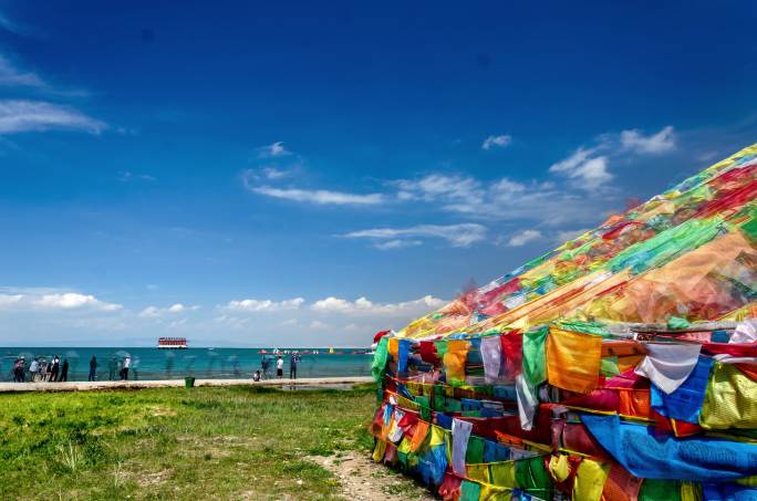 青海湖经幡延时摄影