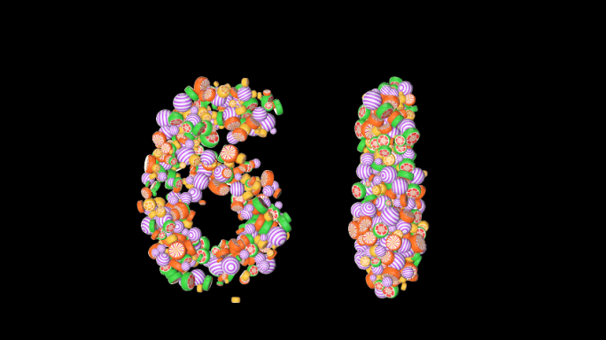 61儿童节糖果艺术字透明通道