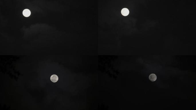 实拍夜晚月亮流动多云月光4K高清