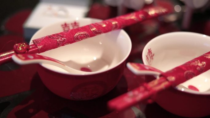 中国传统婚礼通用素材囍碗、可商用