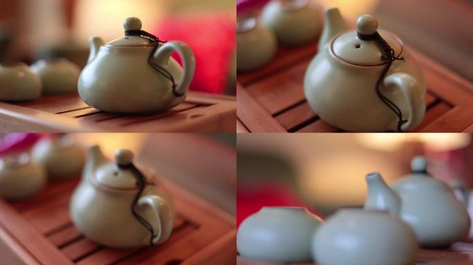 实拍泡茶茶壶茶杯茶台、可商用