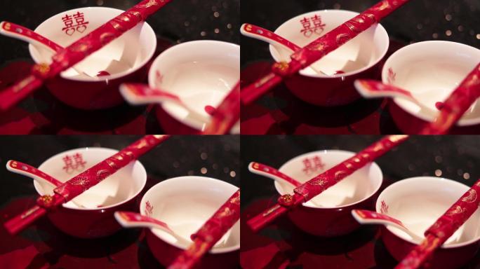 中国传统婚礼通用素材囍碗、可商用