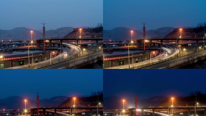 甘肃兰州东岗立交桥车流夜景延时摄影