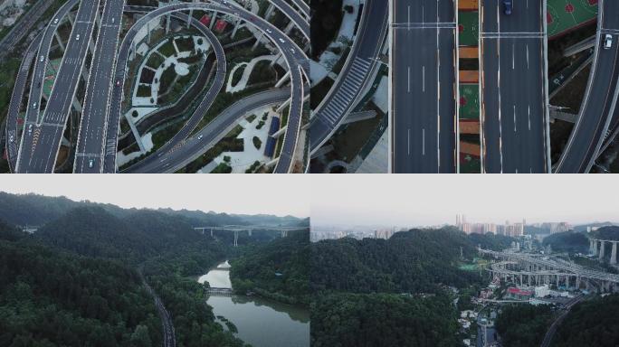 【4K未压缩】城市高架车流航拍多景别角度