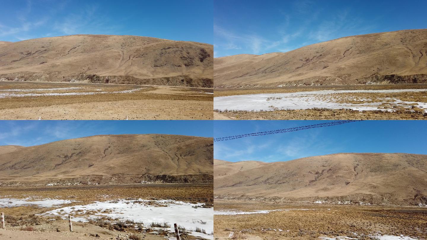 行驶在雪地西藏的路上汽车道路街边路边风景