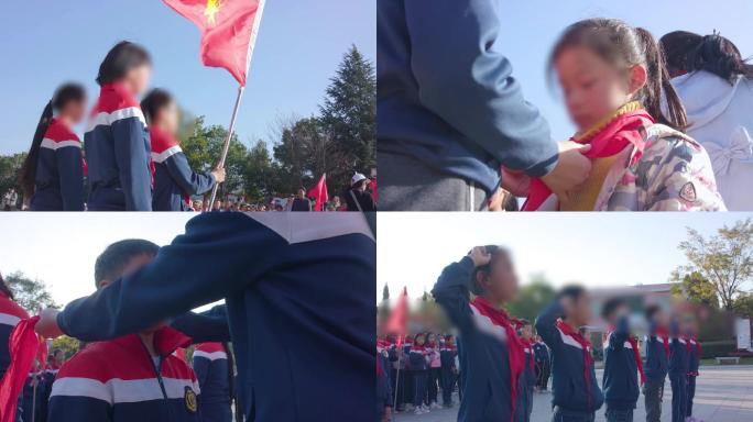 少先队员入队宣誓仪式戴红领巾六一儿童节