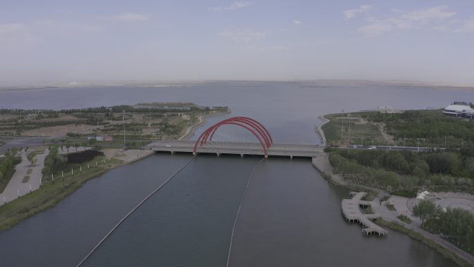 4K-log乌海滨河大道乌海湖航拍